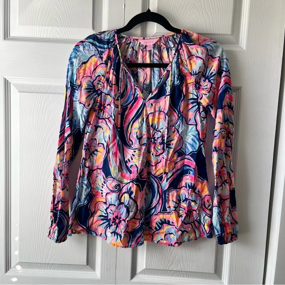 Lilly Pulitzer Willa Tunic Top Nauti Boho Bateau Size XXS - Picture 2 of 5